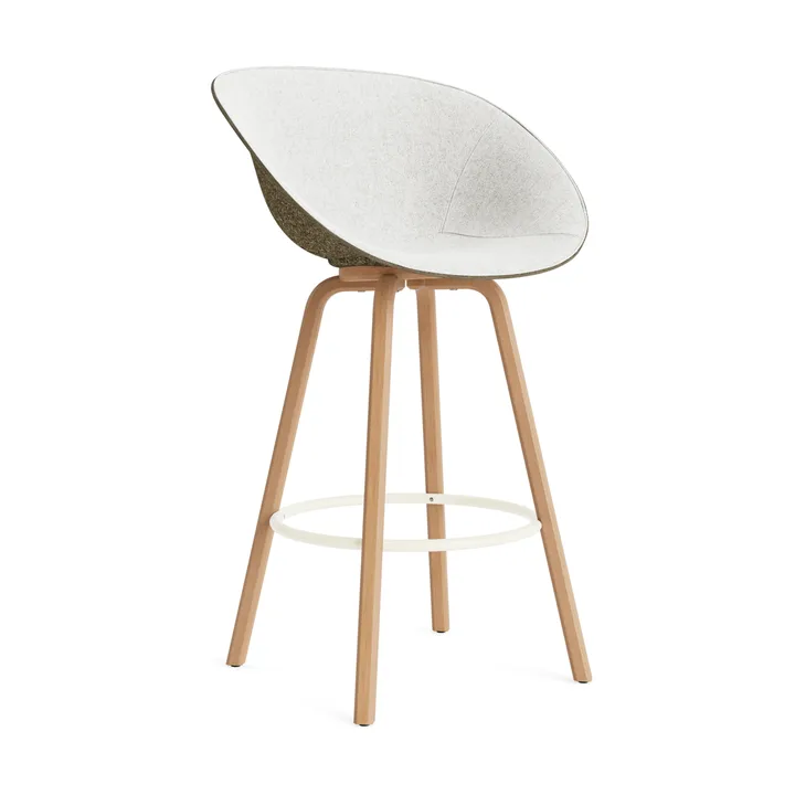 Mat barstol frontpolstret 75 cm - Hallingdal 110-seaweed-beech-cream steel - Normann Copenhagen