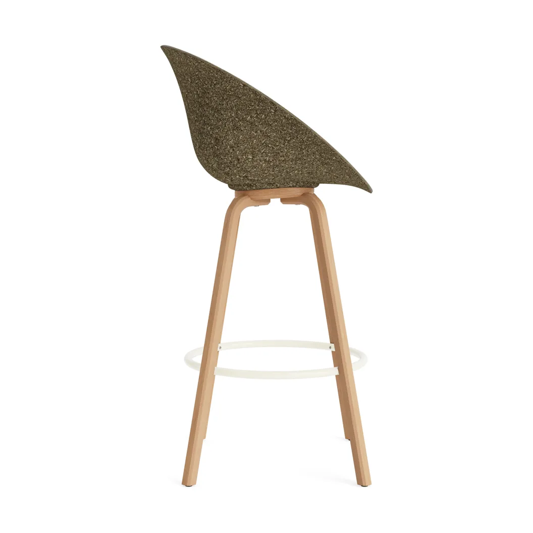 Mat barstol frontpolstret 75 cm, Hallingdal 110-seaweed-beech-cream steel Normann Copenhagen