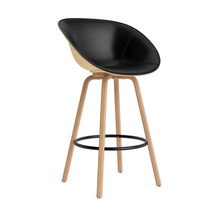 Mat barstol frontpolstret 75 cm - Ultra 41599-hemp-beech-black steel - Normann Copenhagen