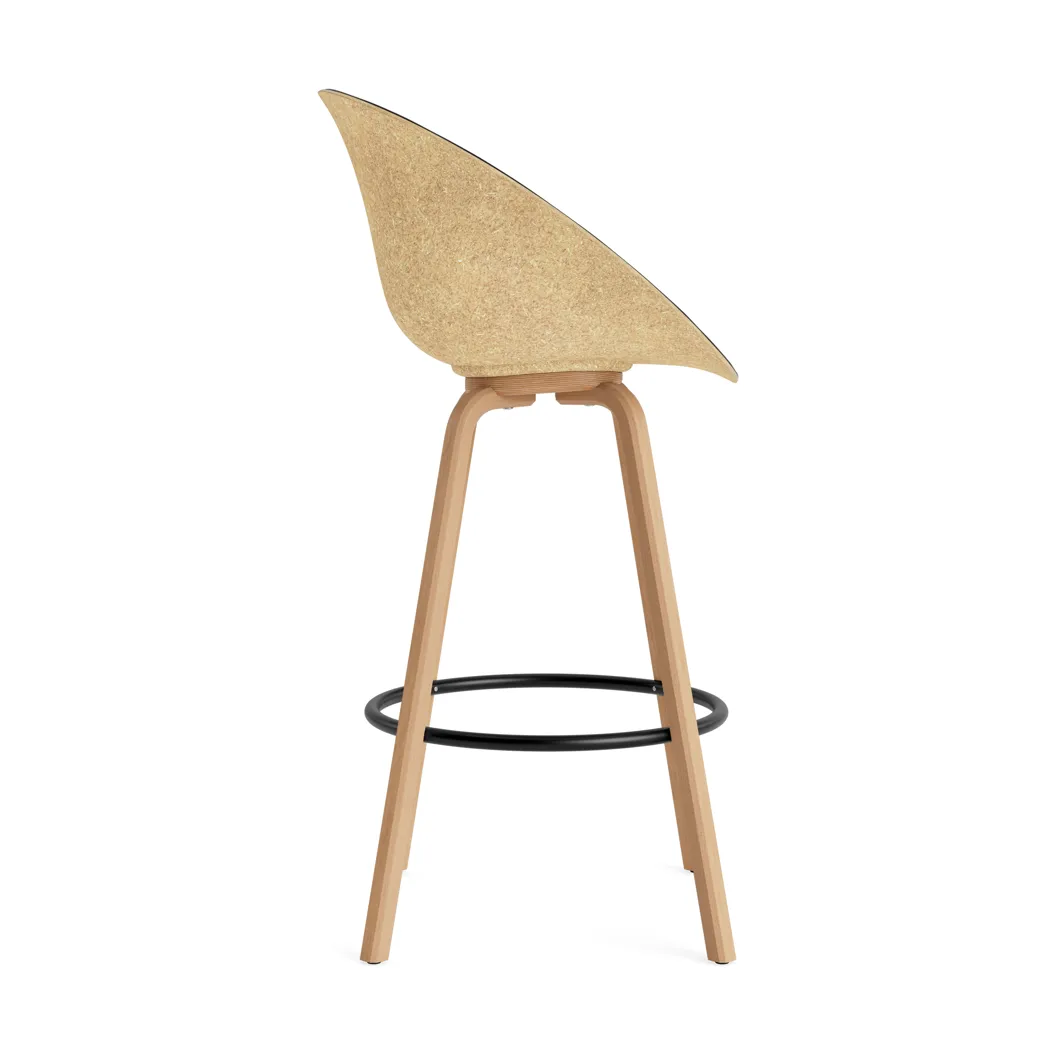 Mat barstol frontpolstret 75 cm, Ultra 41599-hemp-beech-black steel Normann Copenhagen