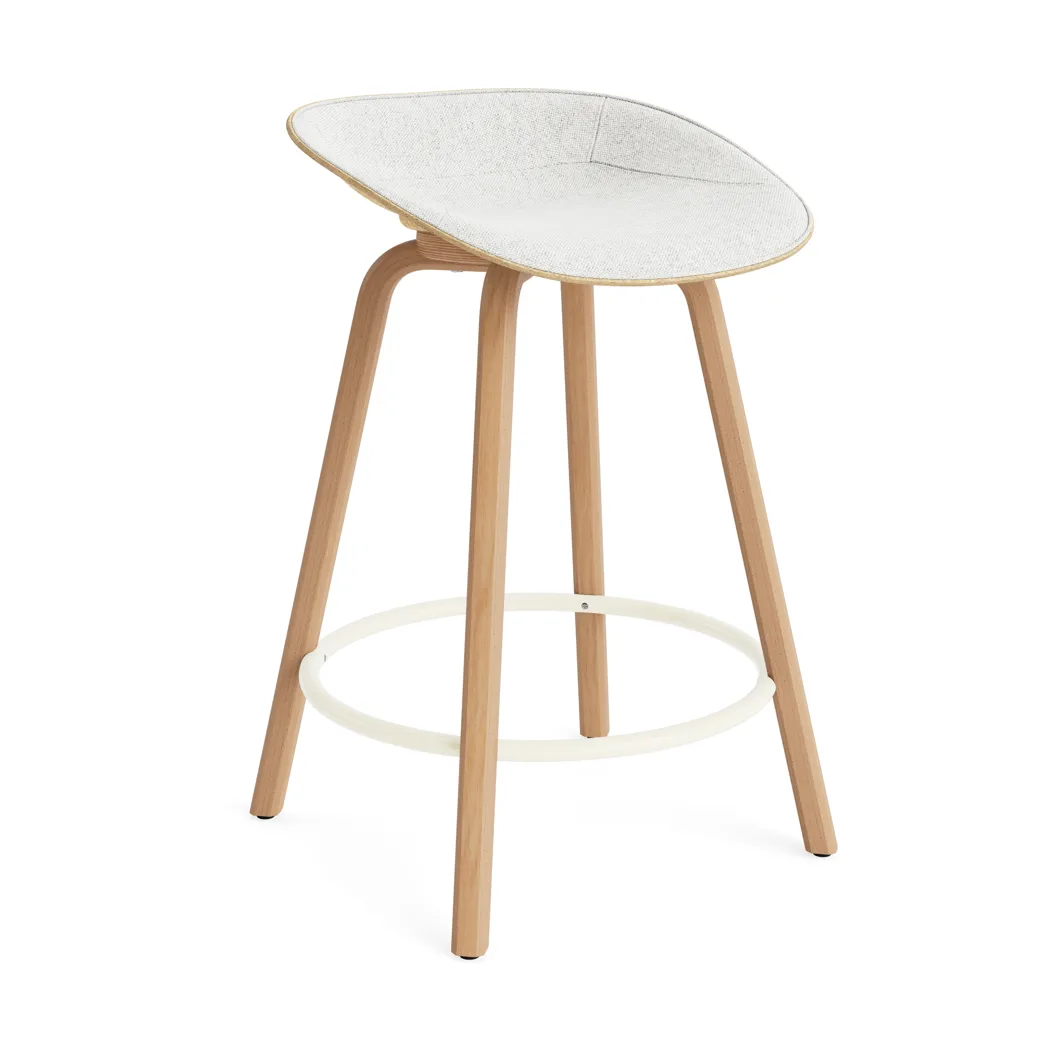 Mat Barstool barstol frontpolstret 65 cm, Hallingdal 110-hemp-beech-cream steel Normann Copenhagen