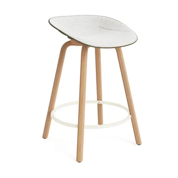 Mat Barstool barstol frontpolstret 65 cm - Hallingdal 110-seaweed-beech-cream steel - Normann Copenhagen