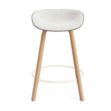 Mat Barstool barstol frontpolstret 65 cm - Hallingdal 110-seaweed-beech-cream steel - Normann Copenhagen