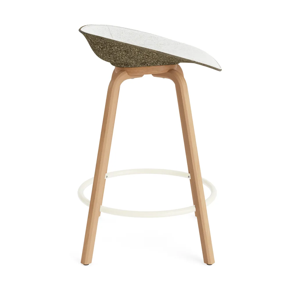 Mat Barstool barstol frontpolstret 65 cm, Hallingdal 110-seaweed-beech-cream steel Normann Copenhagen