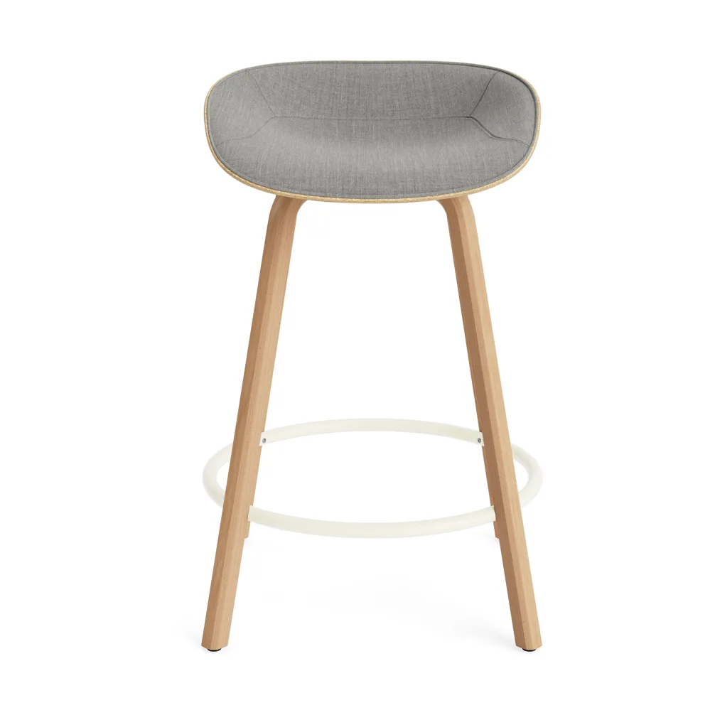 Mat Barstool barstol frontpolstret 65 cm, Remix 133-hemp-beech-cream steel Normann Copenhagen