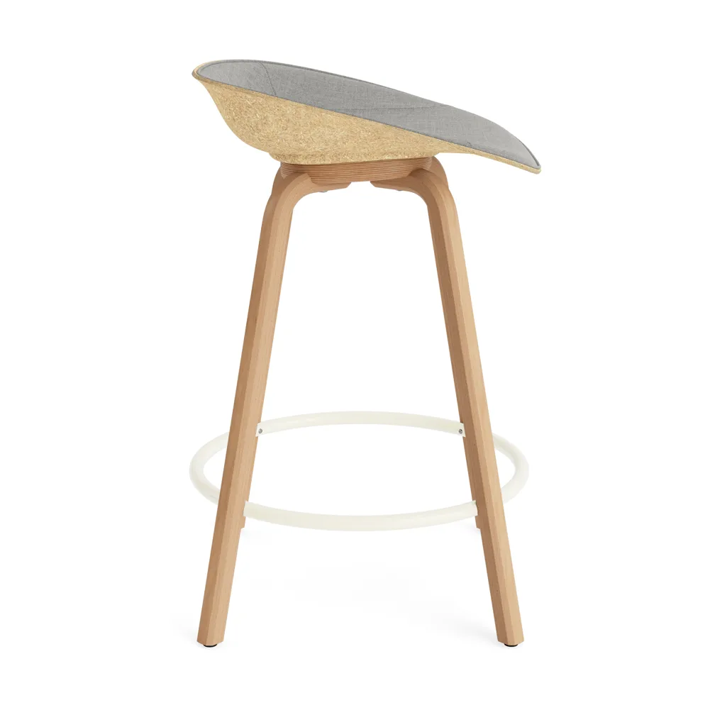 Mat Barstool barstol frontpolstret 65 cm, Remix 133-hemp-beech-cream steel Normann Copenhagen