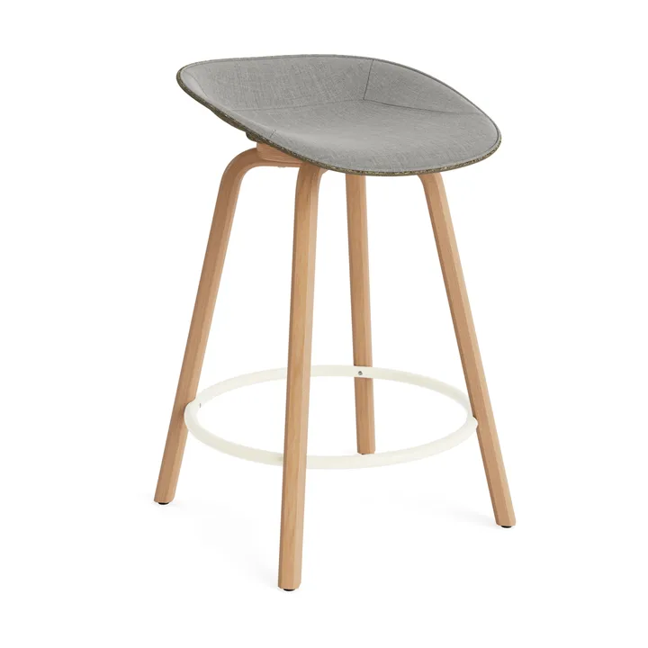 Mat Barstool barstol frontpolstret 65 cm - Remix 133-seaweed-beech-cream steel - Normann Copenhagen