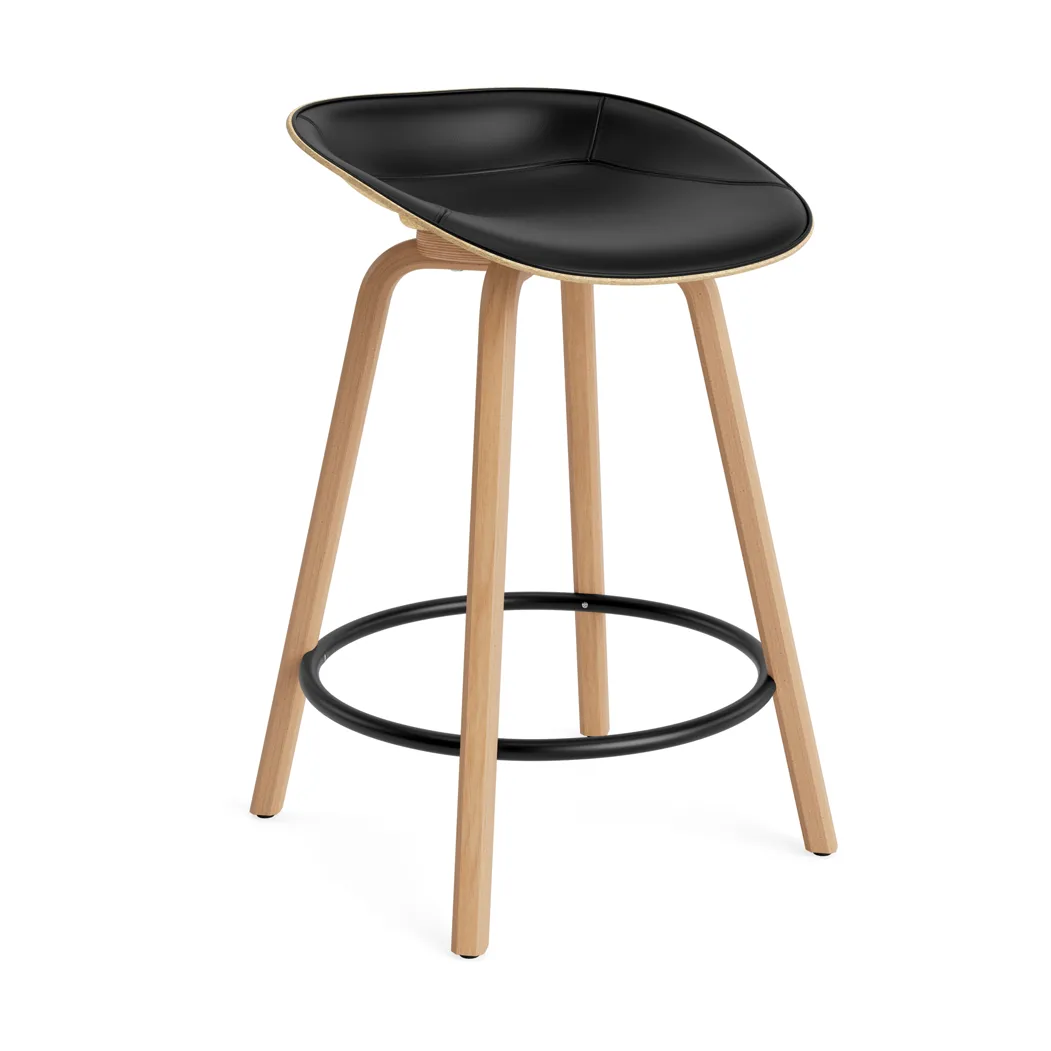 Mat Barstool barstol frontpolstret 65 cm, Ultra 41599-hemp-beech-black steel Normann Copenhagen