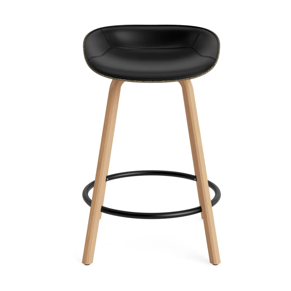 Mat Barstool barstol frontpolstret 65 cm, Ultra 41599-seaweed-beech-black steel Normann Copenhagen