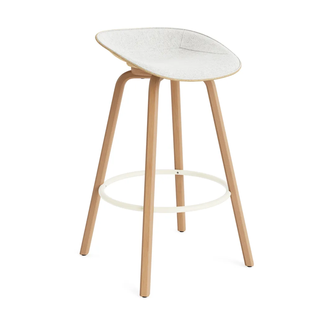 Mat Barstool barstol frontpolstret 75 cm, Hallingdal 110-hemp-beech-cream steel Normann Copenhagen