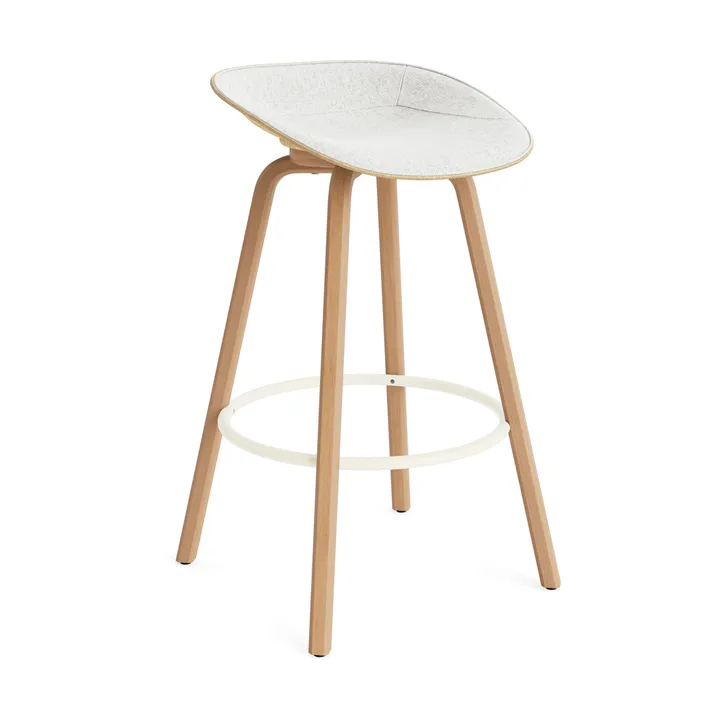 Mat Barstool barstol frontpolstret 75 cm - Hallingdal 110-hemp-beech-cream steel - Normann Copenhagen