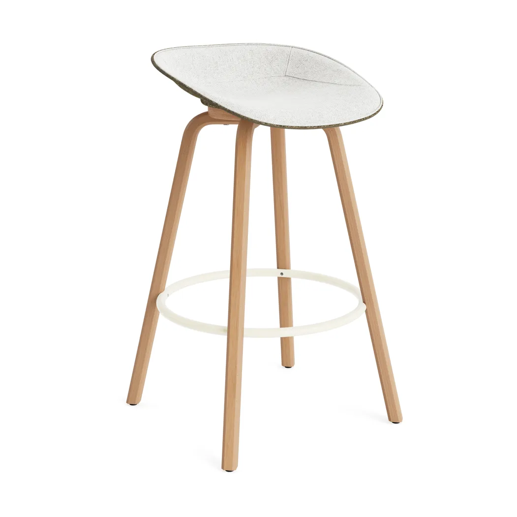 Mat Barstool barstol frontpolstret 75 cm, Hallingdal 110-seaweed-beech-cream steel Normann Copenhagen