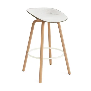 Mat Barstool barstol frontpolstret 75 cm - Hallingdal 110-seaweed-beech-cream steel - Normann Copenhagen