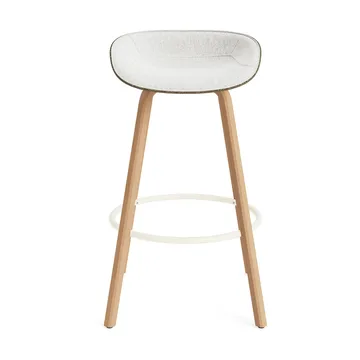 Mat Barstool barstol frontpolstret 75 cm - Hallingdal 110-seaweed-beech-cream steel - Normann Copenhagen