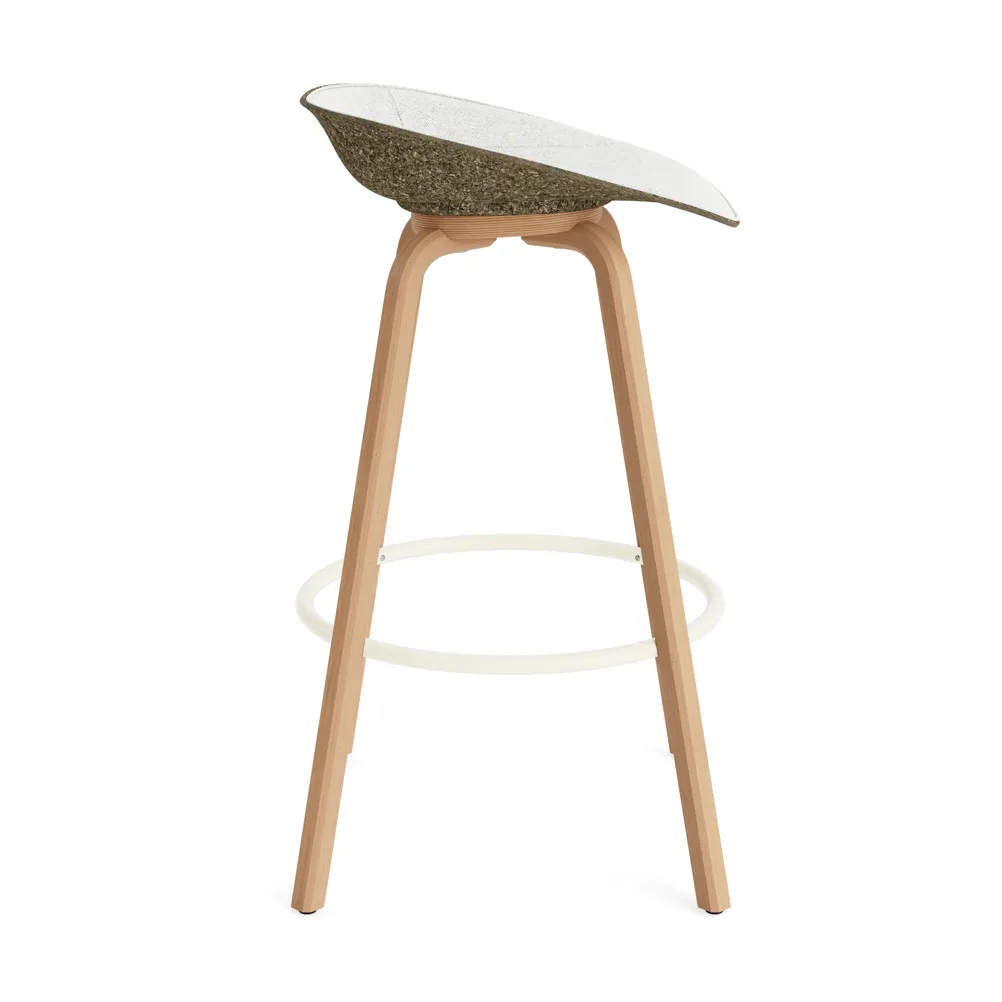 Mat Barstool barstol frontpolstret 75 cm, Hallingdal 110-seaweed-beech-cream steel Normann Copenhagen