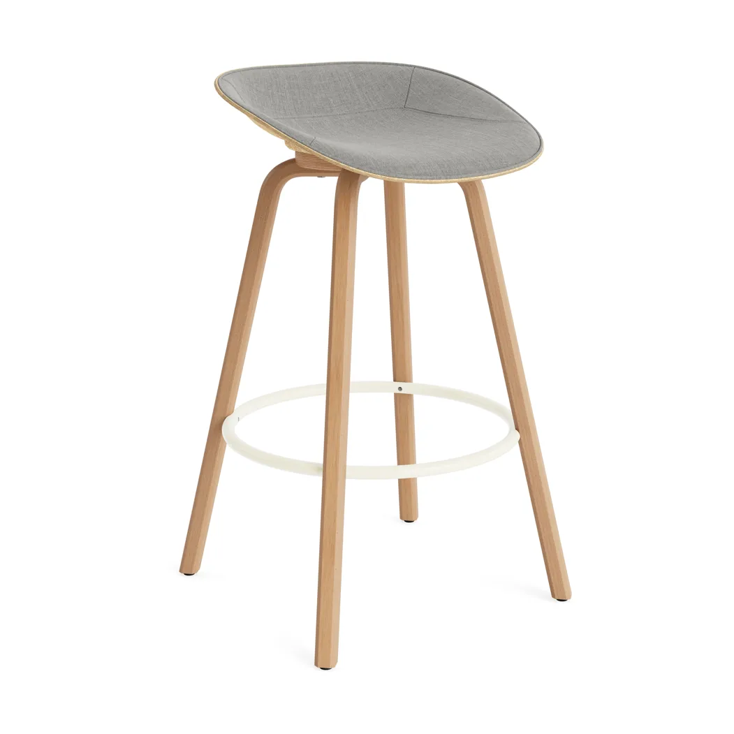 Mat Barstool barstol frontpolstret 75 cm, Remix 133-hemp-beech-cream steel Normann Copenhagen