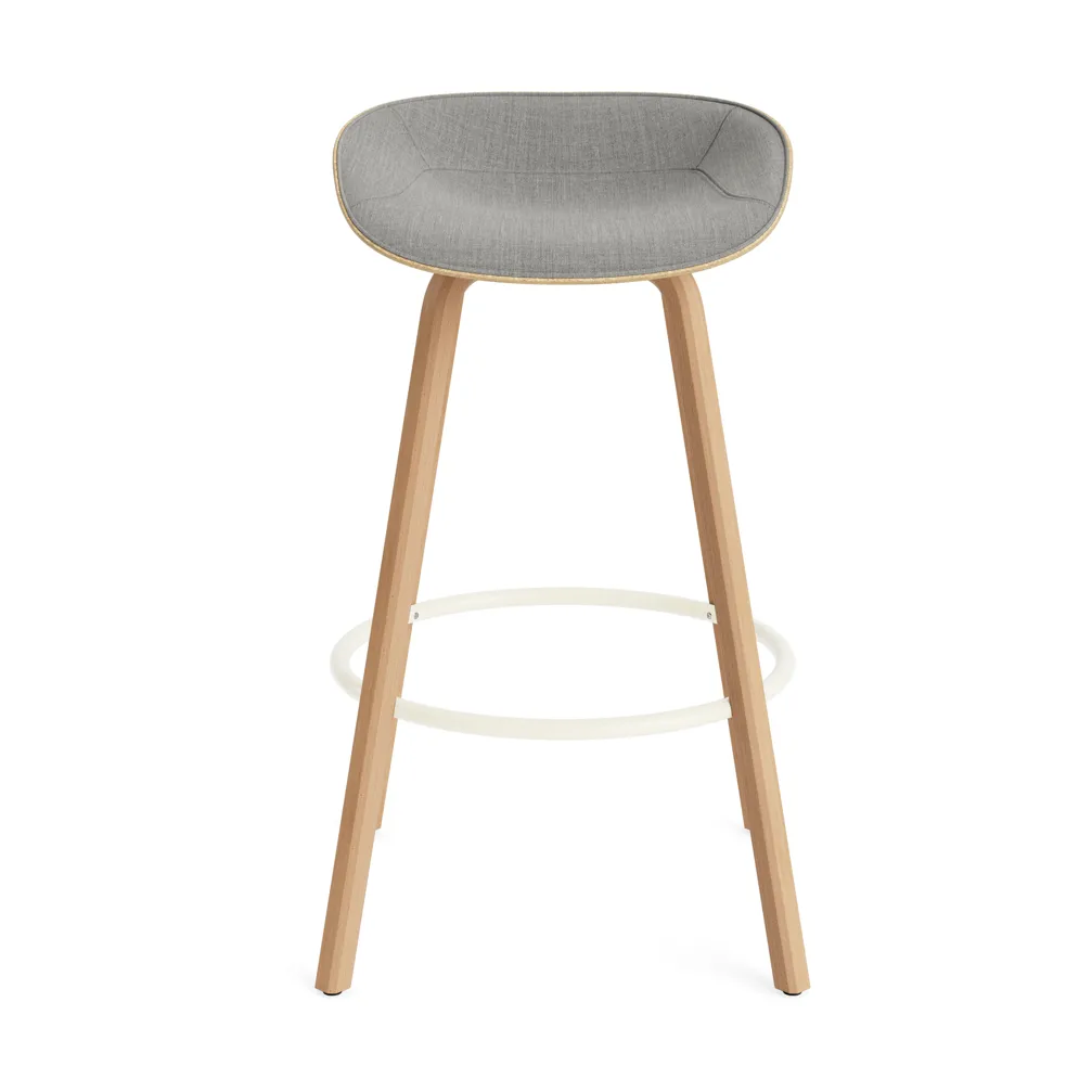 Mat Barstool barstol frontpolstret 75 cm, Remix 133-hemp-beech-cream steel Normann Copenhagen
