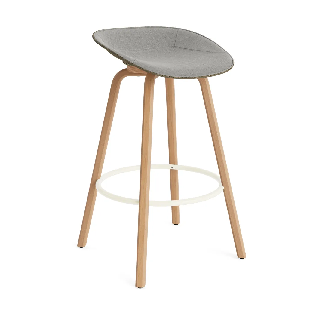 Mat Barstool barstol frontpolstret 75 cm, Remix 133-seaweed-beech-cream steel Normann Copenhagen