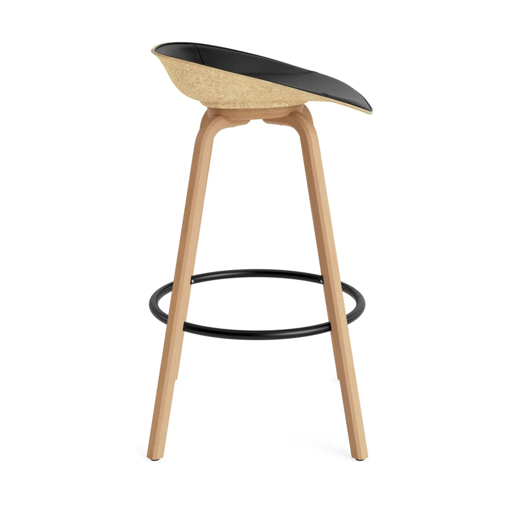 Mat Barstool barstol frontpolstret 75 cm, Ultra 41599-hemp-beech-black steel Normann Copenhagen
