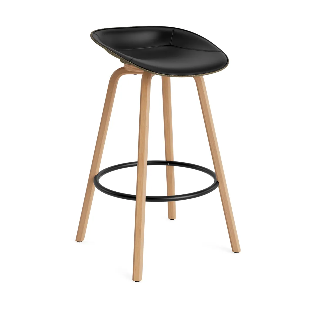 Mat Barstool barstol frontpolstret 75 cm, Ultra 41599-seaweed-beech-black steel Normann Copenhagen