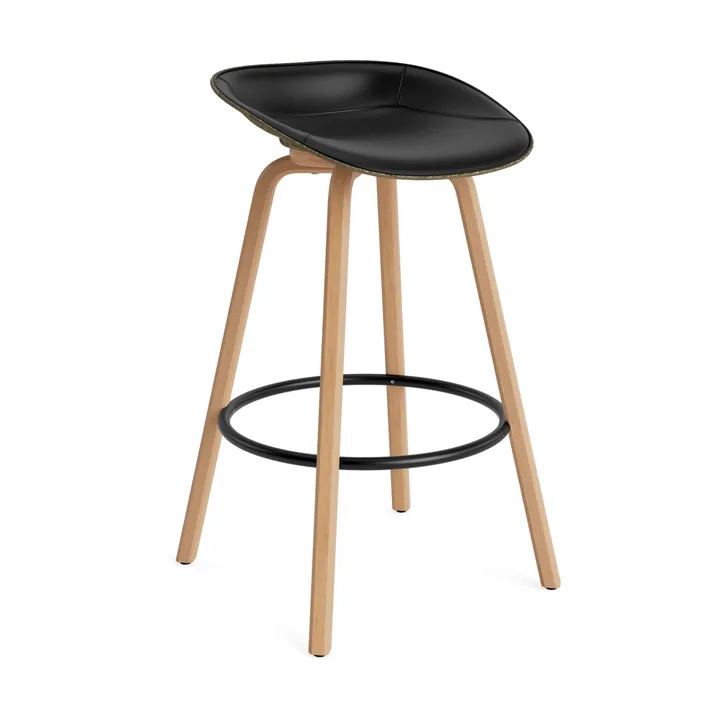 Mat Barstool barstol frontpolstret 75 cm - Ultra 41599-seaweed-beech-black steel - Normann Copenhagen