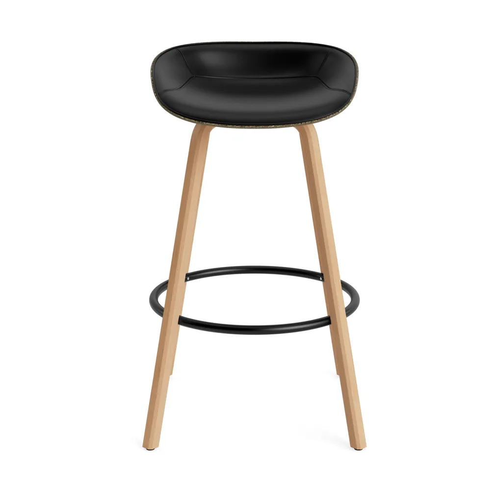 Mat Barstool barstol frontpolstret 75 cm, Ultra 41599-seaweed-beech-black steel Normann Copenhagen