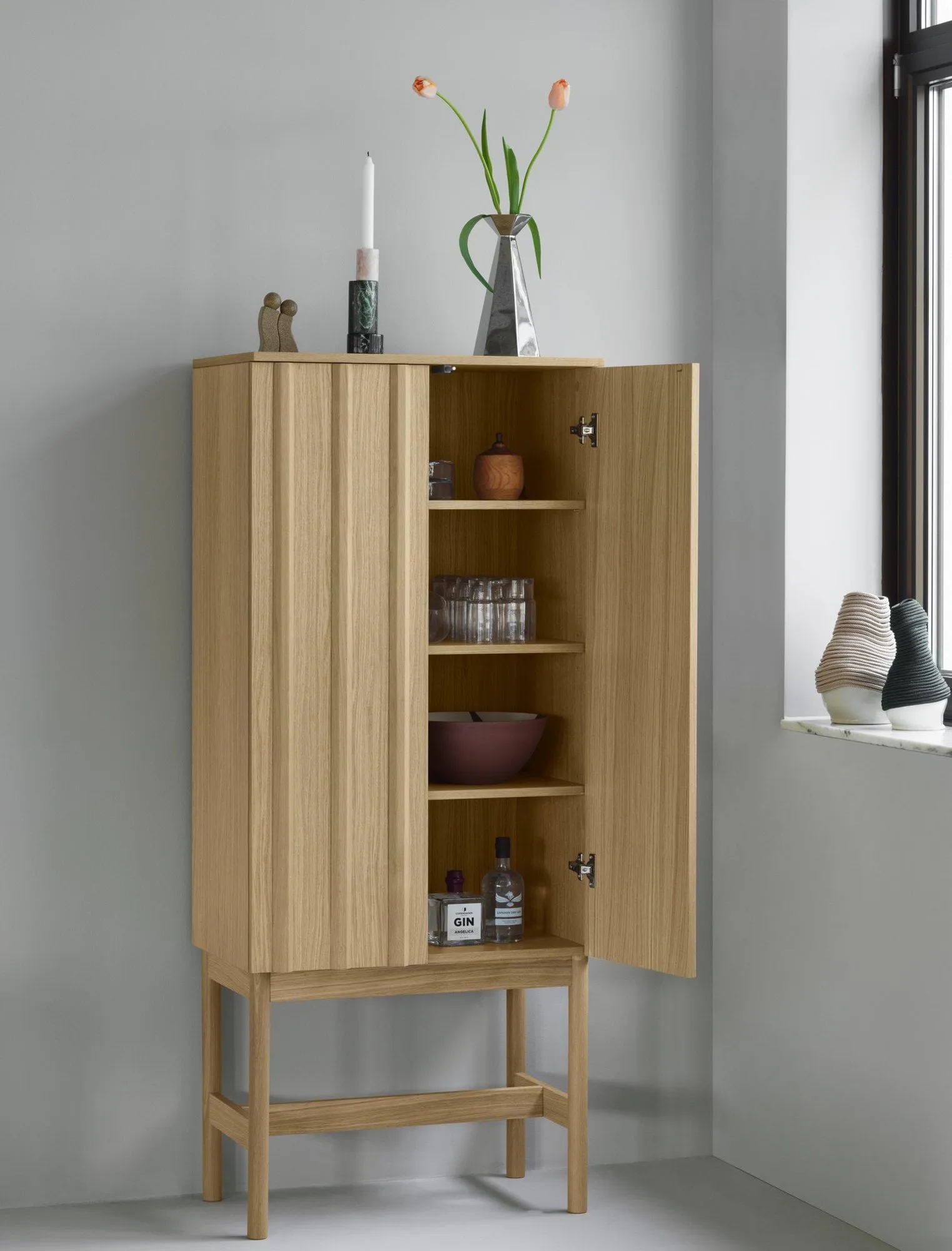 Rib skab, Oak, 166,5x70x43 cm Normann Copenhagen