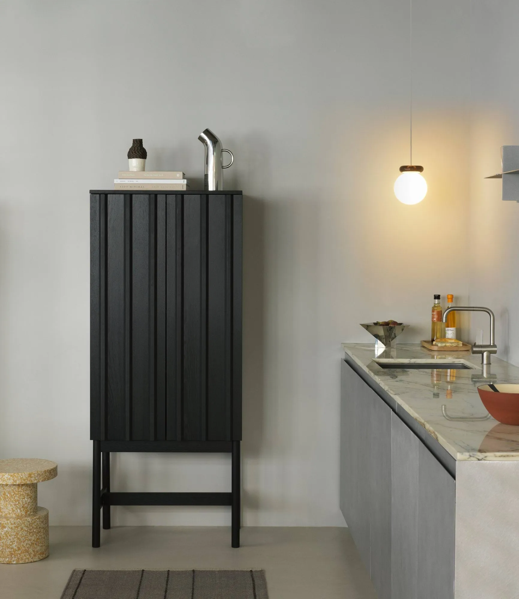 Rib skab, Soft black, 166,5x70x43 cm Normann Copenhagen