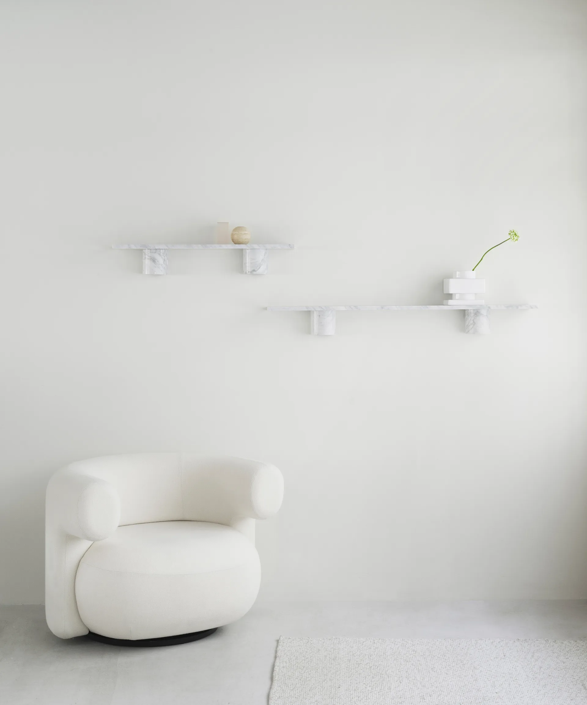 Sten Shelf hylde 120 cm, White marble Normann Copenhagen