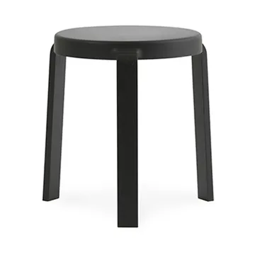 Tap rund skammel - Black, sorte ben i eg, Ø35x43 cm - Normann Copenhagen