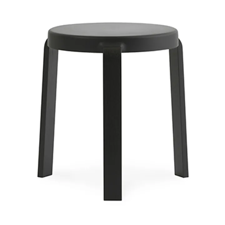 Tap rund skammel - Black, sorte ben i eg, Ø35x43 cm - Normann Copenhagen