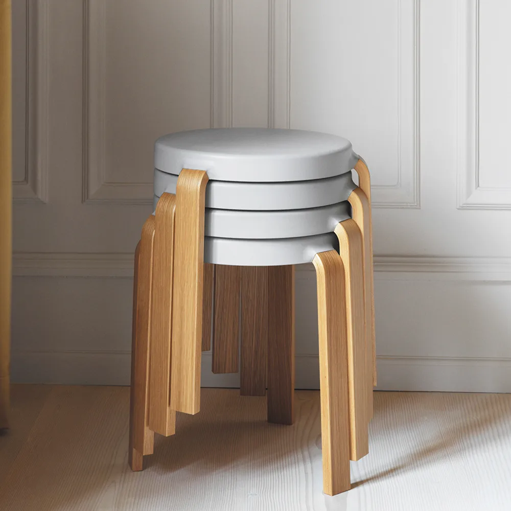 Tap rund skammel, Black, sorte ben i eg, Ø35x43 cm Normann Copenhagen