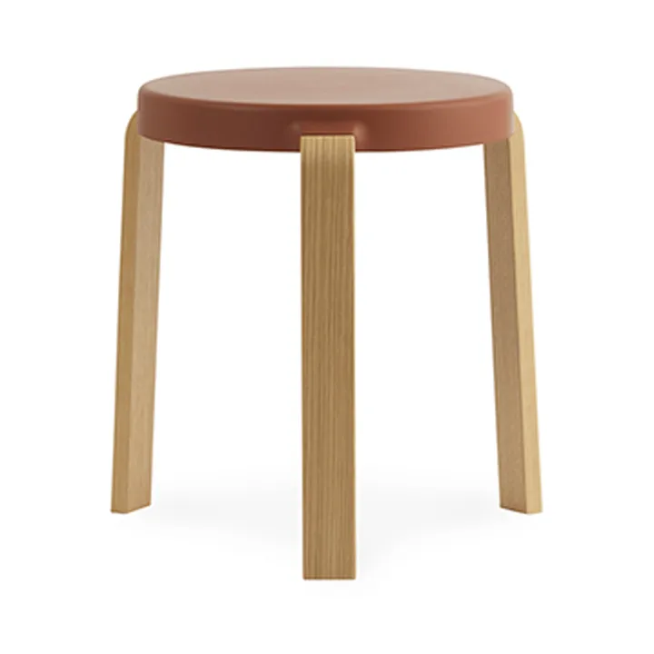 Tap rund skammel - Caramel, ben i egetræ, Ø35x43 cm - Normann Copenhagen