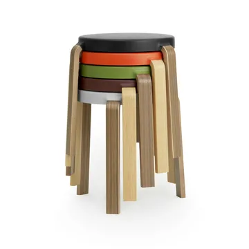 Tap rund skammel - Grå-eg, Ø41x43 cm - Normann Copenhagen