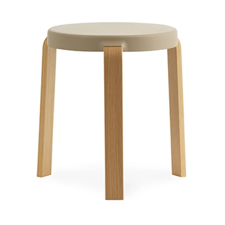 Tap rund skammel - Sand, egetræsben, Ø35x43 cm - Normann Copenhagen