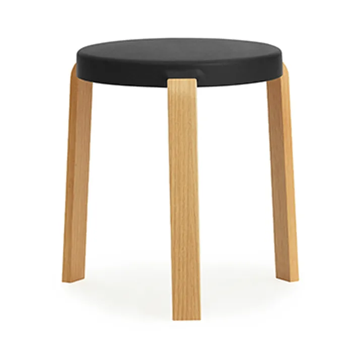 Tap rund skammel - Sort-eg, Ø41x43 cm - Normann Copenhagen