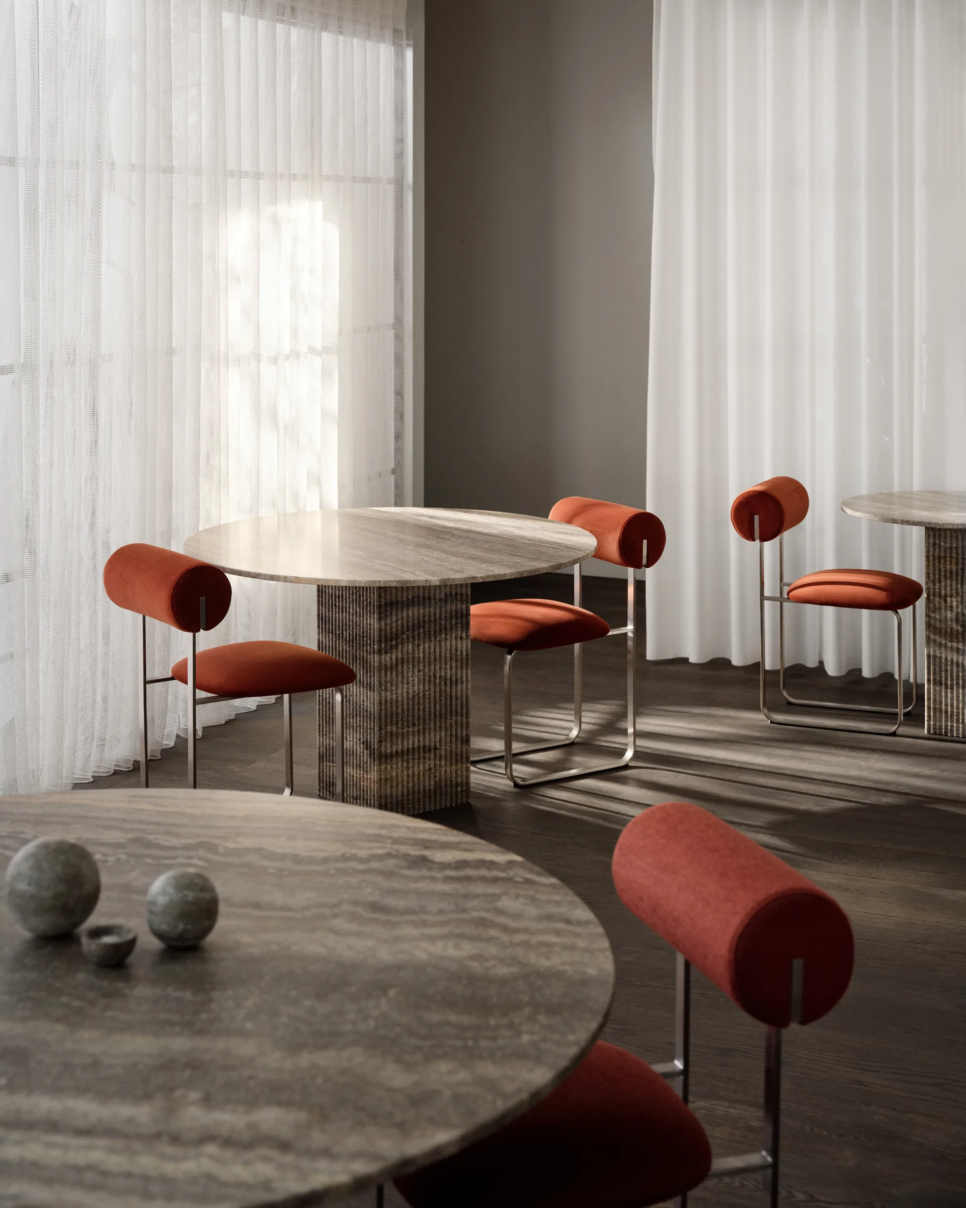 Soho spisebord, Silver travertin, Ø120×72 cm NORR11