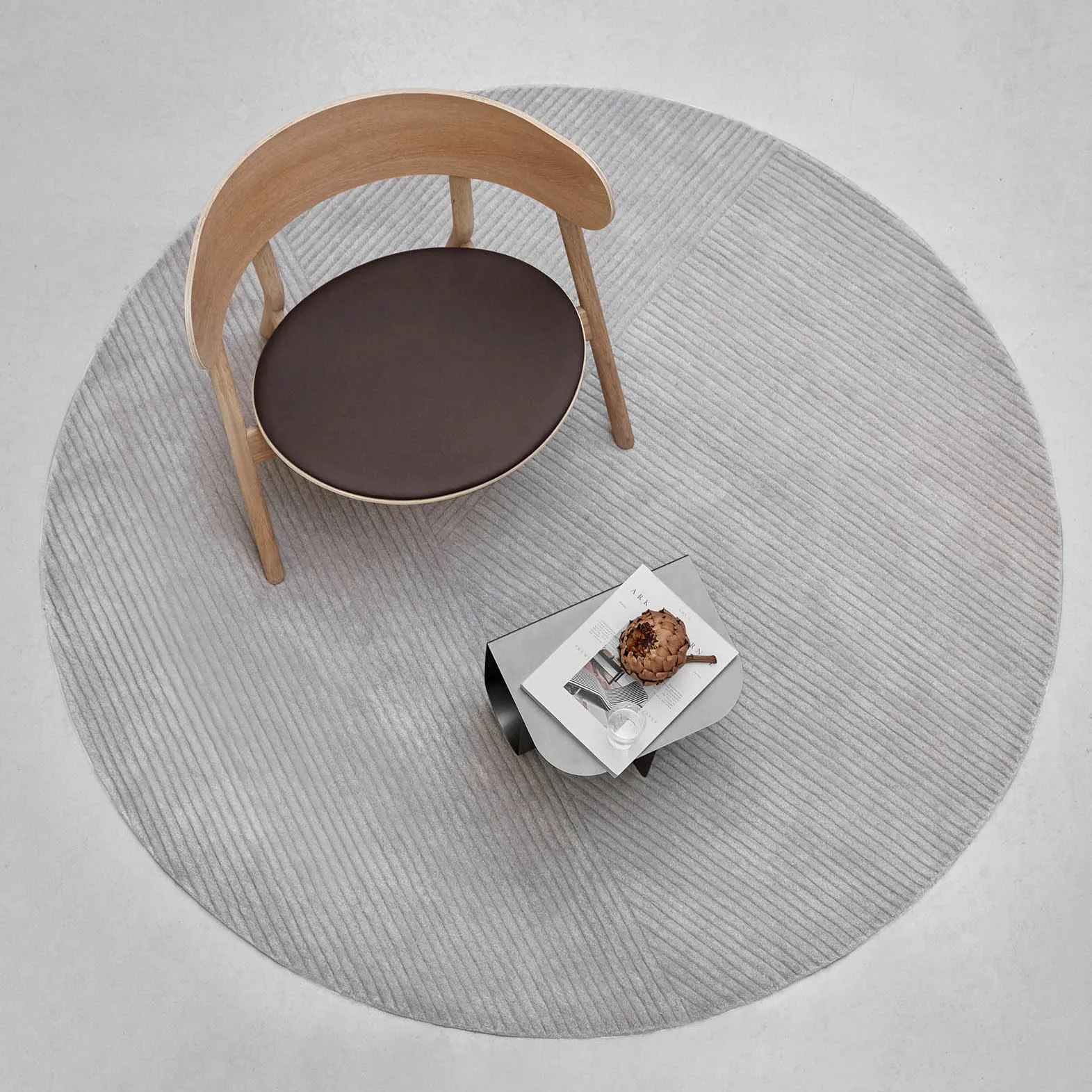 Row tæppe rundt Ø200 cm, Lysegrå Northern