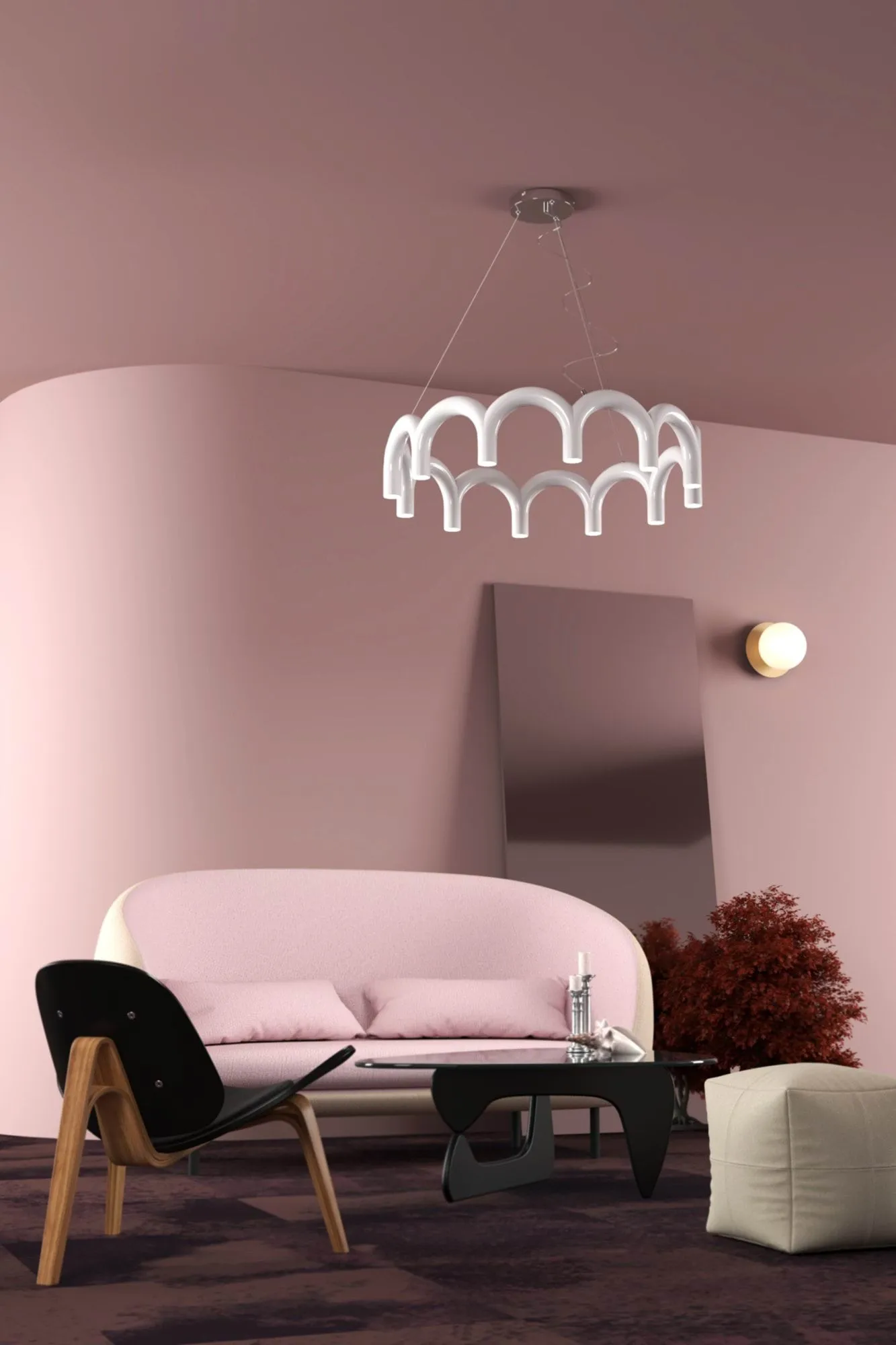 Arch circle pendel Ø76 cm, Hvid, Ø98 cm Oblure