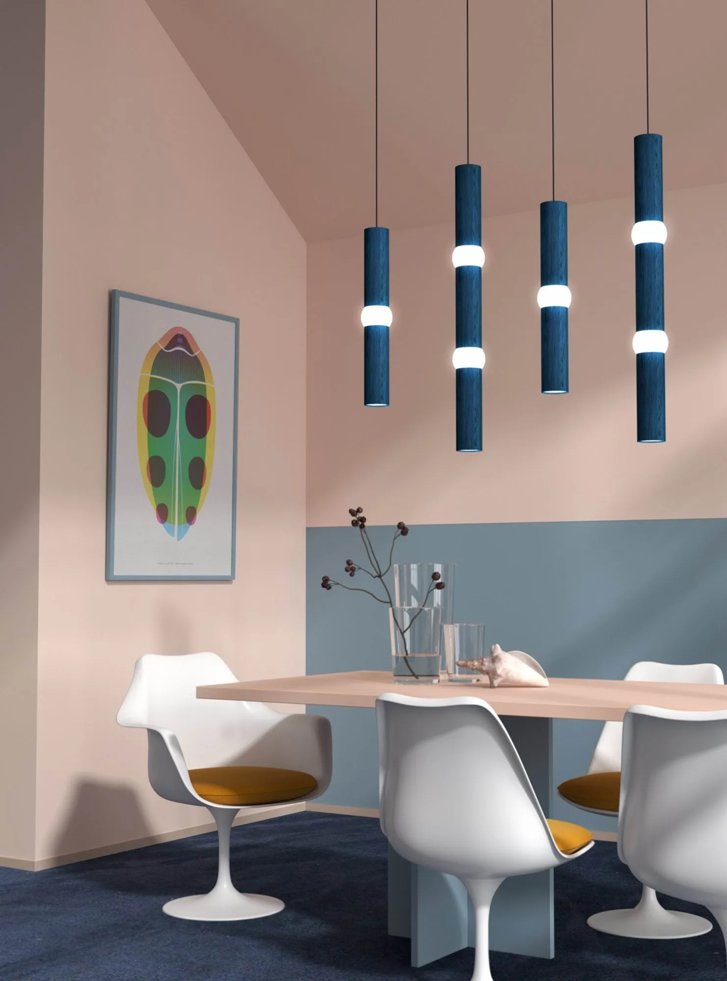 Lightbone pendel, Large 83,6 cm, blue oak Oblure