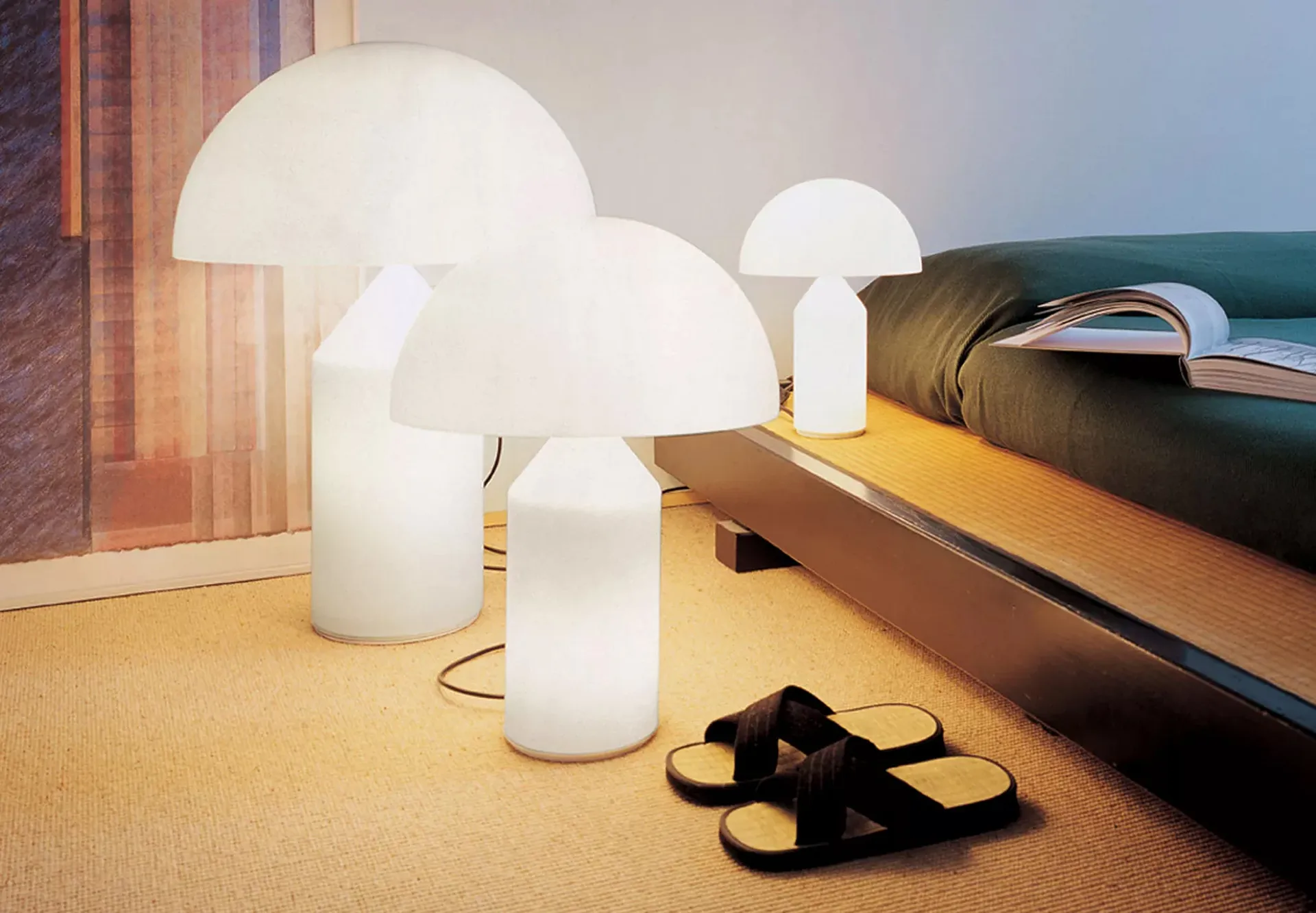 Atollo medium 237 bordlampe glas, opal, medium Oluce