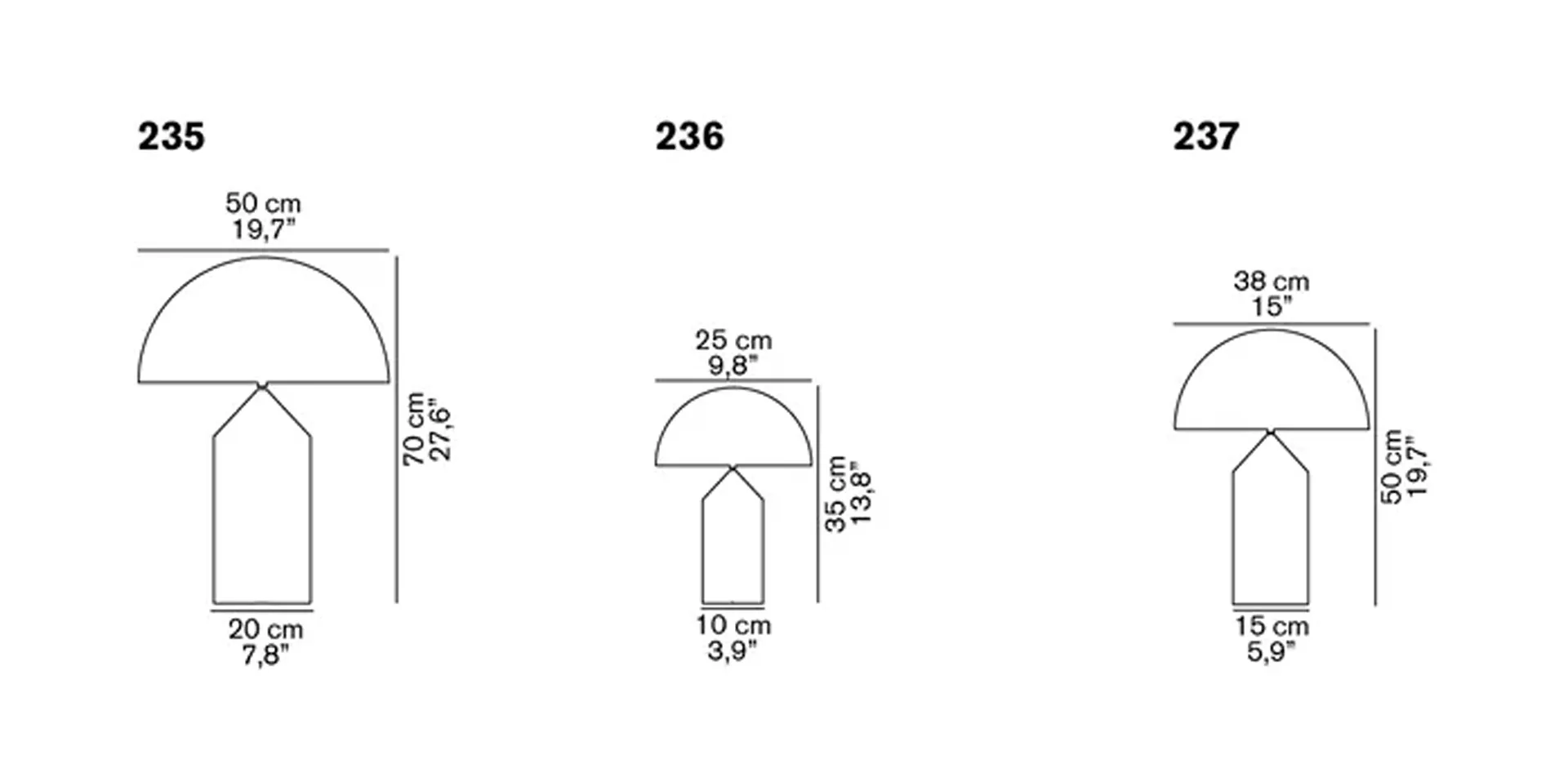 Atollo medium 237 bordlampe glas, opal, medium Oluce