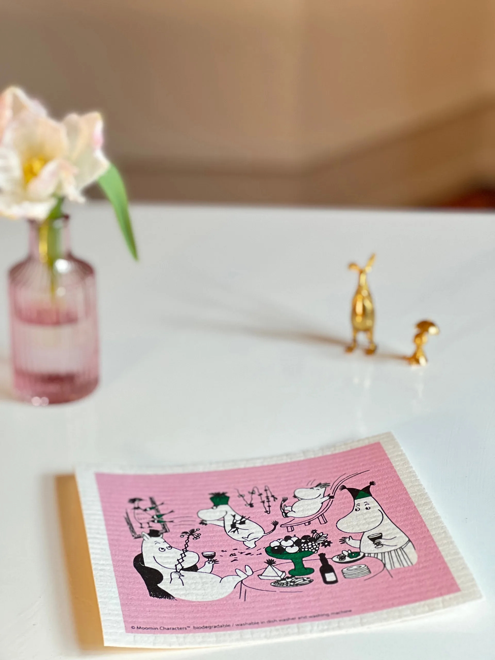 Moomin 80 viskestykke 17x20 cm, Pink Opto Design