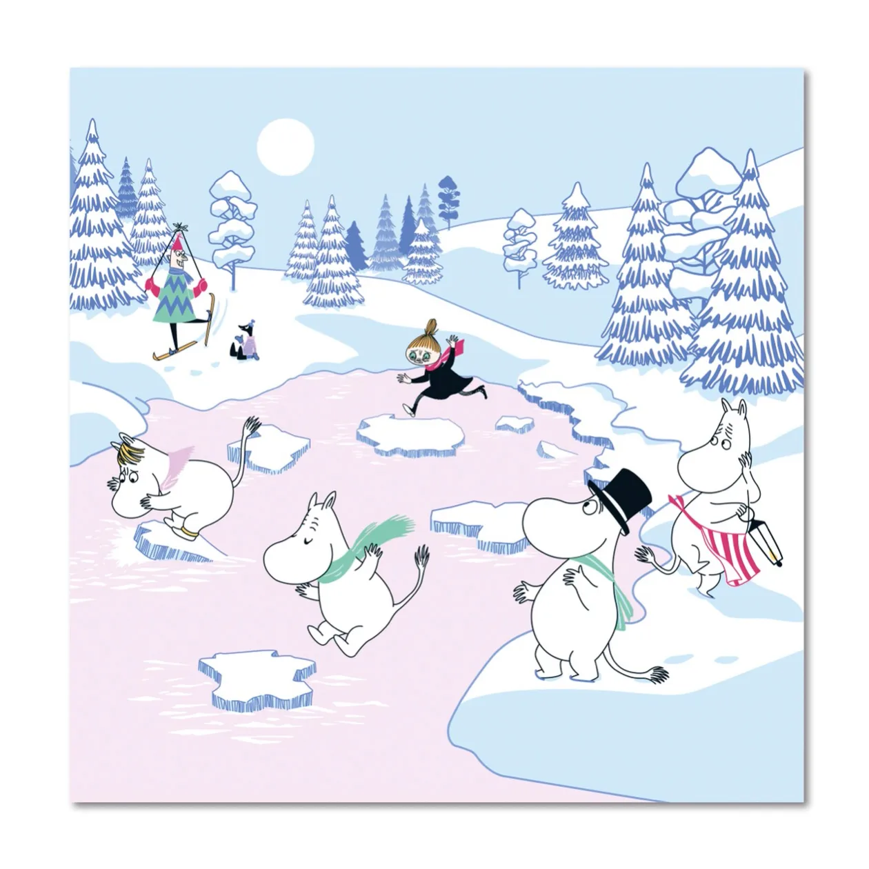 Mumin servietter vinter 2022 33x33 cm 20-pak, Blå/Hvid/Lyserød Opto Design