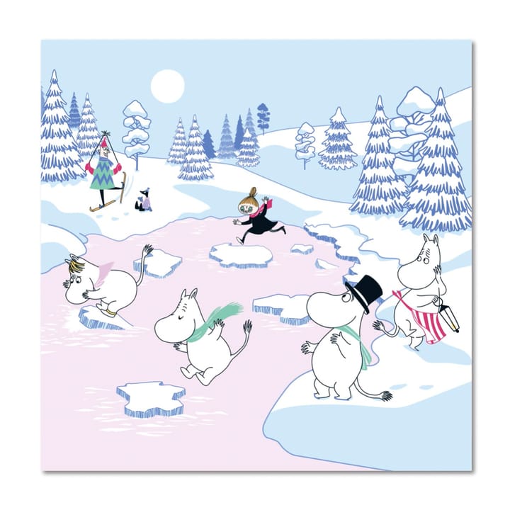 Mumin servietter vinter 2022 33x33 cm 20-pak - Blå/Hvid/Lyserød - Opto Design