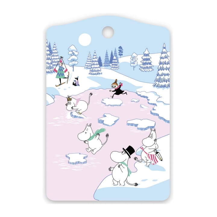 Mumin skærebræt vinter 2022 20x30 cm - Blå/Hvid/Lyserød - Opto Design