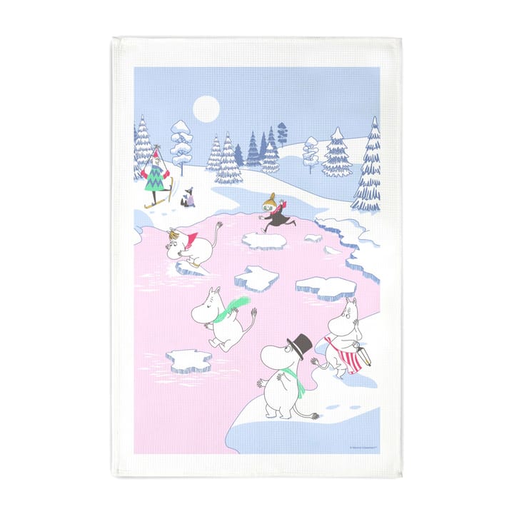 Mumin viskestykke vinter 2022 50x70 cm - Blå/Hvid/Lyserød - Opto Design