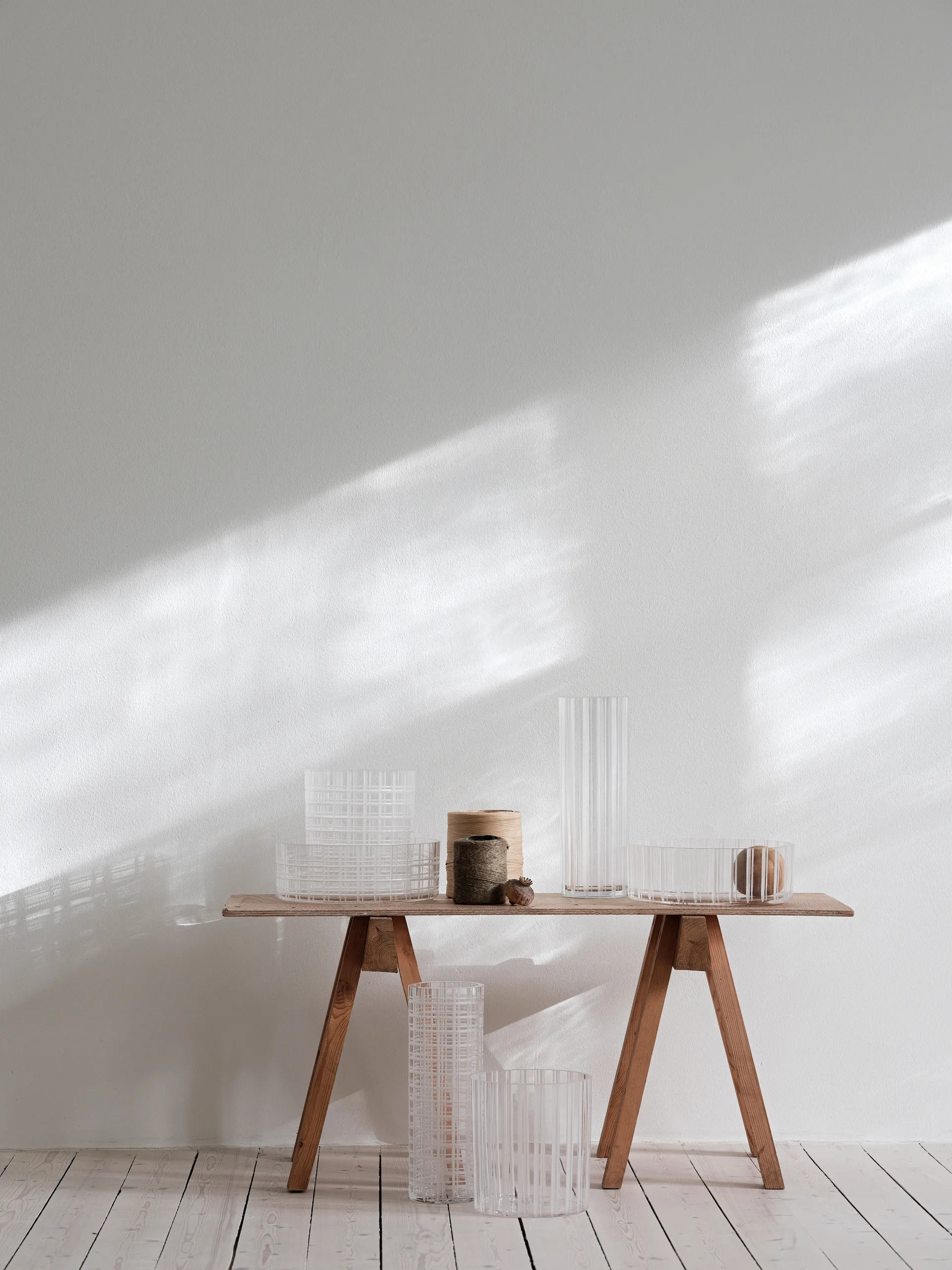 Cut in number vase 20 cm, Stribet Orrefors