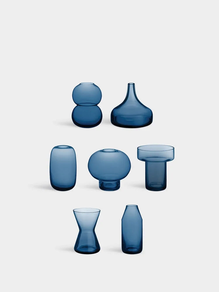 Midsummer minivaser 7 dele, Midnatsblå Orrefors