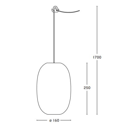 Pebble loftlampe aflang, varmgrå-glas Örsjö Belysning